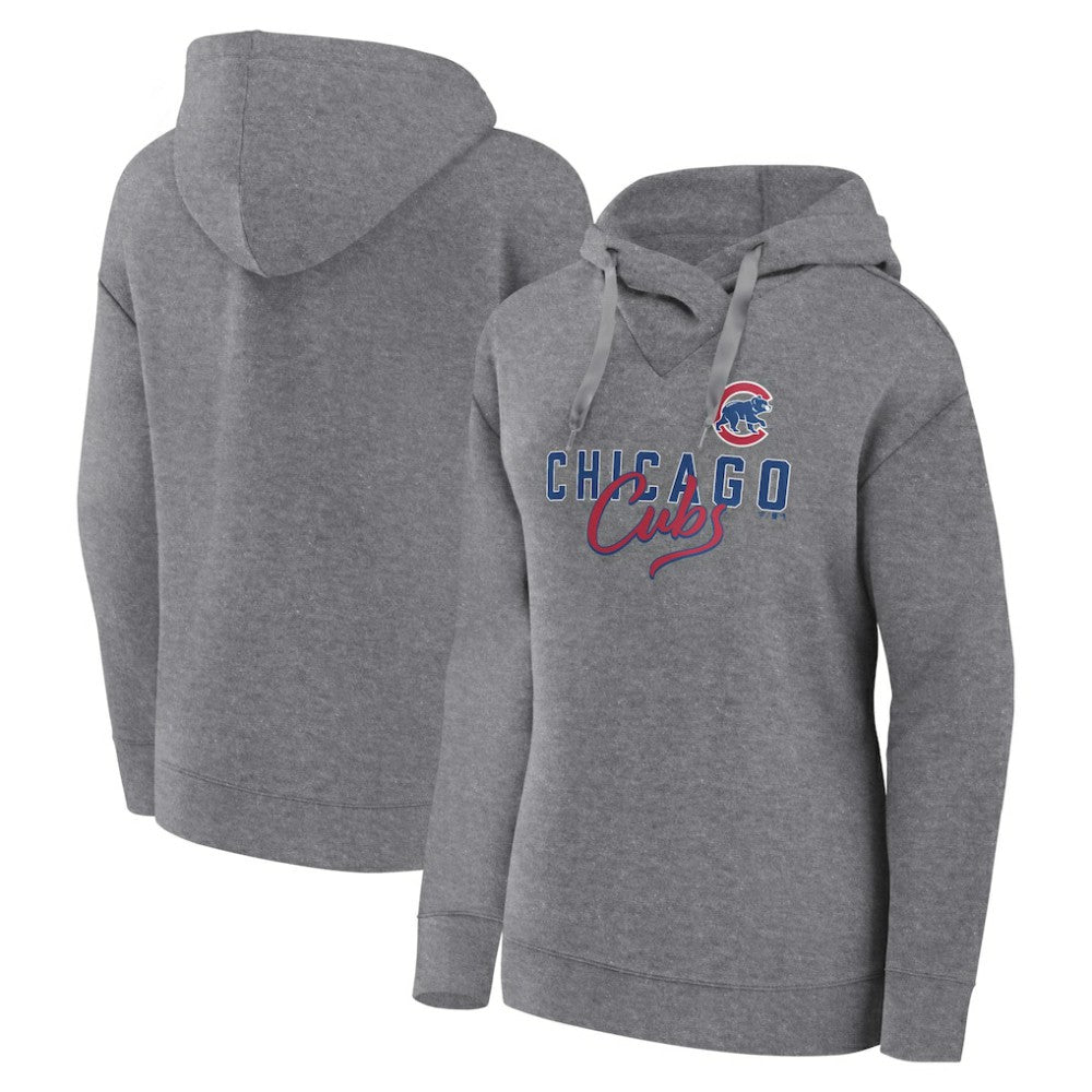 Chicago Cubs Women's Script Favorite Lightweight Pullover Hoodie Heather Gray