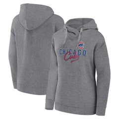Chicago Cubs Women's Script Favorite Lightweight Pullover Hoodie Heather Gray