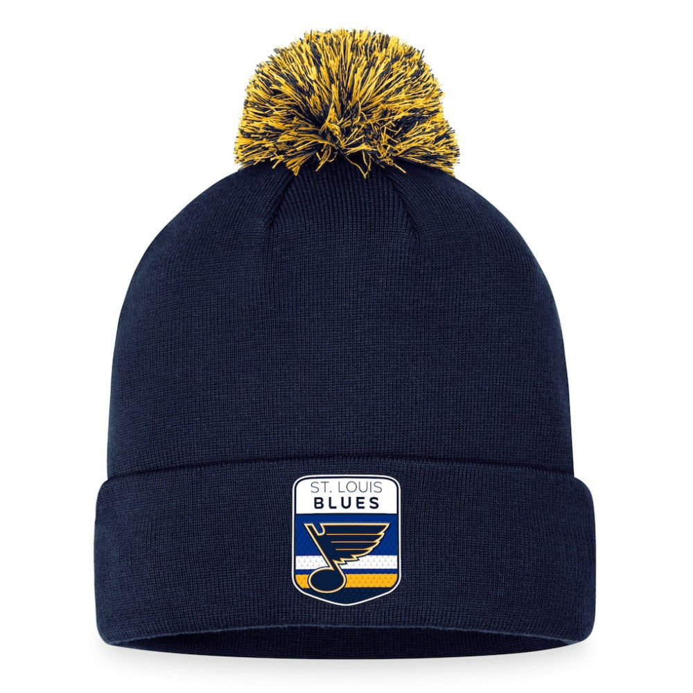 St. Louis Blues Fanatics 2023 NHL Draft Cuffed Knit Hat with Pom Navy