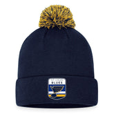 St. Louis Blues Fanatics 2023 NHL Draft Cuffed Knit Hat with Pom Navy