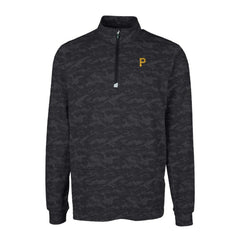 Pittsburgh Pirates Cutter & Buck Big & Tall Traverse Camo Print Stretch Quarter-Zip Pullover Top Black