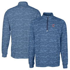 Chicago Cubs Cutter & Buck Big & Tall Traverse Camo Print Stretch Quarter-Zip Pullover Top Navy
