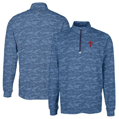 Philadelphia Phillies Cutter & Buck Traverse Camo Print Stretch Quarter-Zip Pullover Top Navy