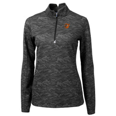 Baltimore Orioles Cutter & Buck Women's Traverse Camo Print Stretch Quarter-Zip Pullover Top Black