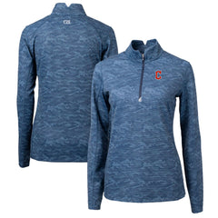 Cleveland Guardians Cutter & Buck Women's Traverse Camo Print Stretch Quarter-Zip Pullover Top Navy