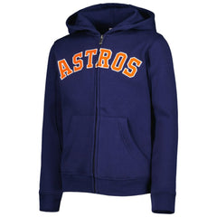 Houston Astros Youth Wordmark Full-Zip Fleece Hoodie Navy