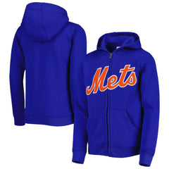 New York Mets Youth Wordmark Full-Zip Fleece Hoodie Royal