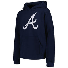 Atlanta Braves Youth Team Primary Logo Pullover Hoodie Navy