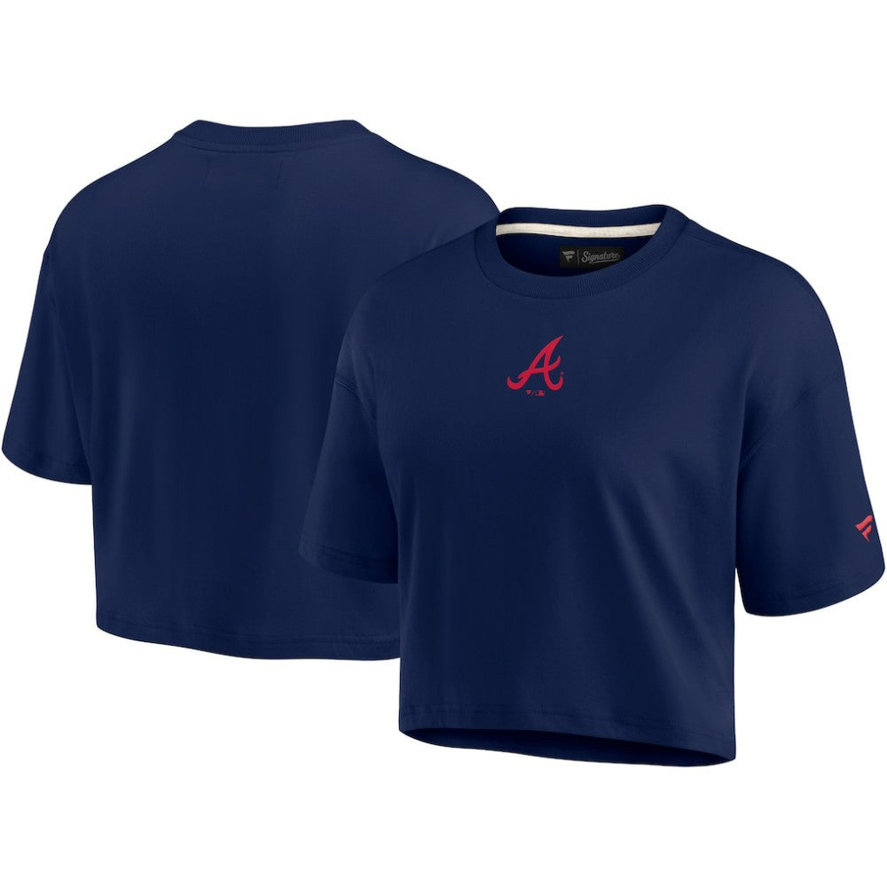 Atlanta Braves Women's Elements Super Soft Boxy Cropped T-Shirt Navy
