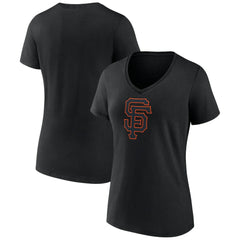 San Francisco Giants Women's Rough Diamond V-Neck T-Shirt Black