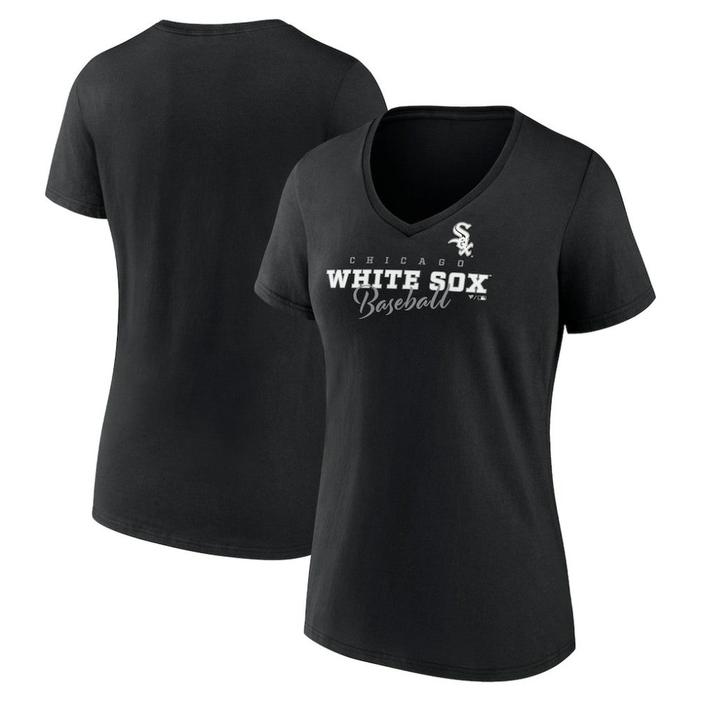 Chicago White Sox Women's Back In Business V-Neck T-Shirt Black