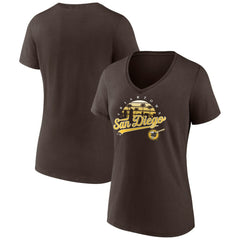 San Diego Padres Women's One Champion V-Neck T-Shirt Brown