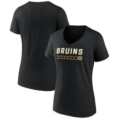 Boston Bruins Women's Primary Play V-Neck T-Shirt Black