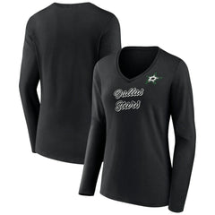 Dallas Stars Women's Forge Long Sleeve V-Neck T-Shirt Black