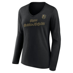 Vegas Golden Knights Women's Forge Long Sleeve V-Neck T-Shirt Black