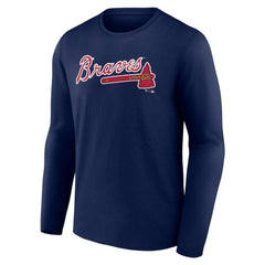 Atlanta Braves Wordmark Long Sleeve T-Shirt Navy