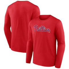 Philadelphia Phillies Wordmark Long Sleeve T-Shirt Red