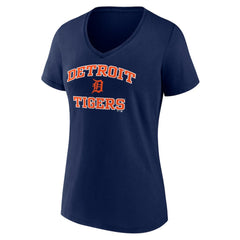 Detroit Tigers Women's Heart and Soul V-Neck T-Shirt Navy