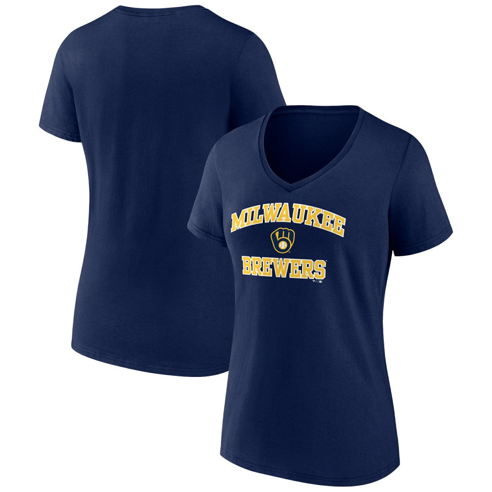 Milwaukee Brewers Women's Heart and Soul V-Neck T-Shirt Navy