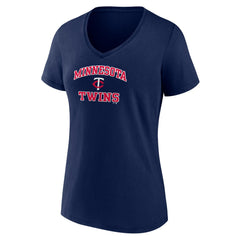 Minnesota Twins Women's Heart and Soul V-Neck T-Shirt Navy
