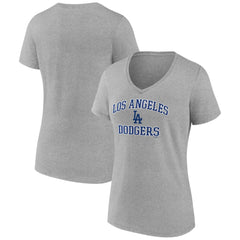 Los Angeles Dodgers Women's Heart and Soul V-Neck T-Shirt Gray