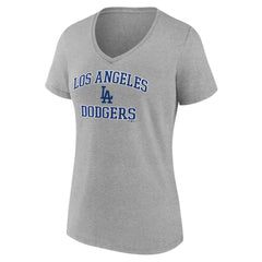 Los Angeles Dodgers Women's Heart and Soul V-Neck T-Shirt Gray