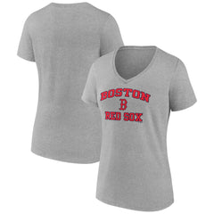 Boston Red Sox Women's Heart and Soul V-Neck T-Shirt Gray