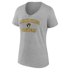Milwaukee Brewers Women's Heart and Soul V-Neck T-Shirt Gray