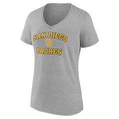 San Diego Padres Women's Heart and Soul V-Neck T-Shirt Gray