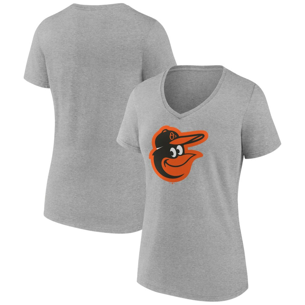 Baltimore Orioles Women's Official Logo V-Neck T-Shirt Gray