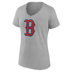 Boston Red Sox Women's Official Logo V-Neck T-Shirt Gray