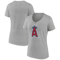 Los Angeles Angels Women's Official Logo V-Neck T-Shirt Gray