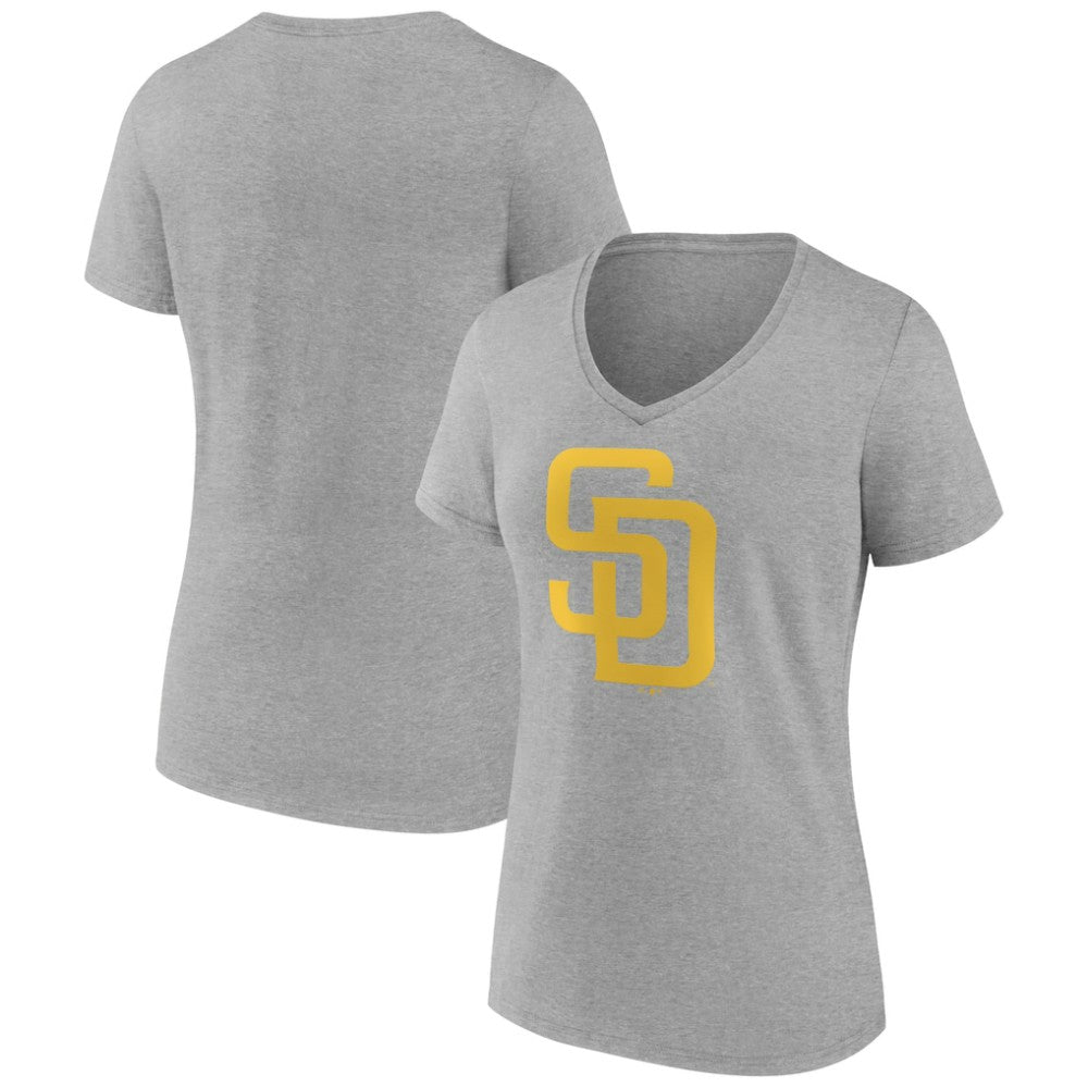 San Diego Padres Women's Official Logo V-Neck T-Shirt Gray