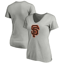San Francisco Giants Women's Official Logo V-Neck T-Shirt Gray