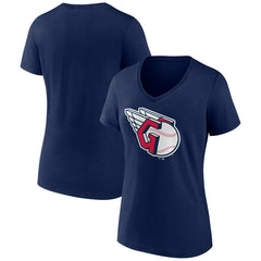 Cleveland Guardians Women's Official Logo V-Neck T-Shirt Navy