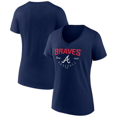Atlanta Braves Women's Live For It Team V-Neck T-Shirt Navy
