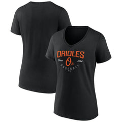 Baltimore Orioles Women's Live For It Team V-Neck T-Shirt Black