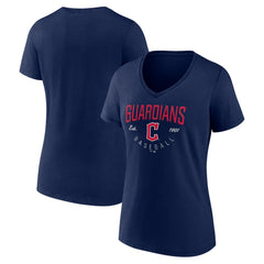 Cleveland Guardians Women's Live For It Team V-Neck T-Shirt Navy