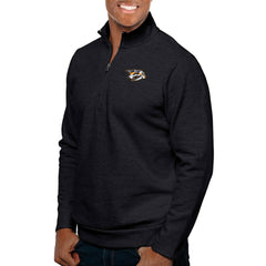Nashville Predators Antigua Gambit Quarter-Zip Pullover Top Heather Black