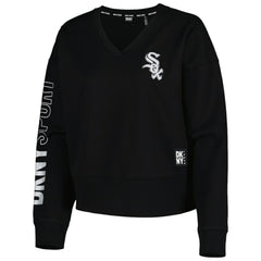 Chicago White Sox DKNY Sport Women's Lily V-Neck Pullover Sweatshirt Black