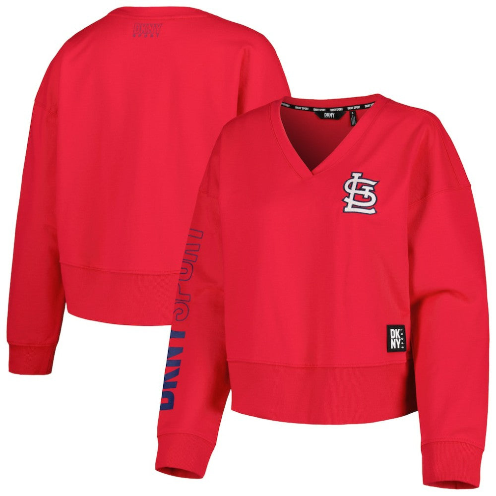 St. Louis Cardinals DKNY Sport Women's Lily V-Neck Pullover Sweatshirt Red