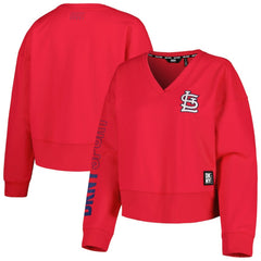 St. Louis Cardinals DKNY Sport Women's Lily V-Neck Pullover Sweatshirt Red