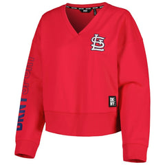 St. Louis Cardinals DKNY Sport Women's Lily V-Neck Pullover Sweatshirt Red