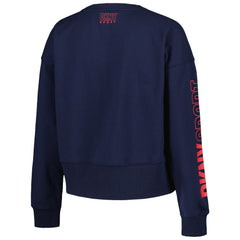 Cleveland Guardians DKNY Sport Women's Lily V-Neck Pullover Sweatshirt Navy