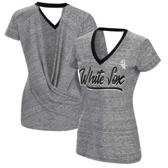 Chicago White Sox Touch Women's Halftime Back Wrap Top V-Neck T-Shirt Black