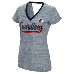 Cleveland Guardians Touch Women's Halftime Back Wrap Top V-Neck T-Shirt Navy