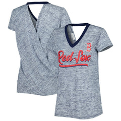 Boston Red Sox Touch Women's Halftime Back Wrap Top V-Neck T-Shirt Navy