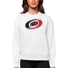 Carolina Hurricanes Antigua Women's Team Logo Victory Crewneck Pullover Sweatshirt White