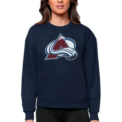 Colorado Avalanche Antigua Women's Team Logo Victory Crewneck Pullover Sweatshirt Navy