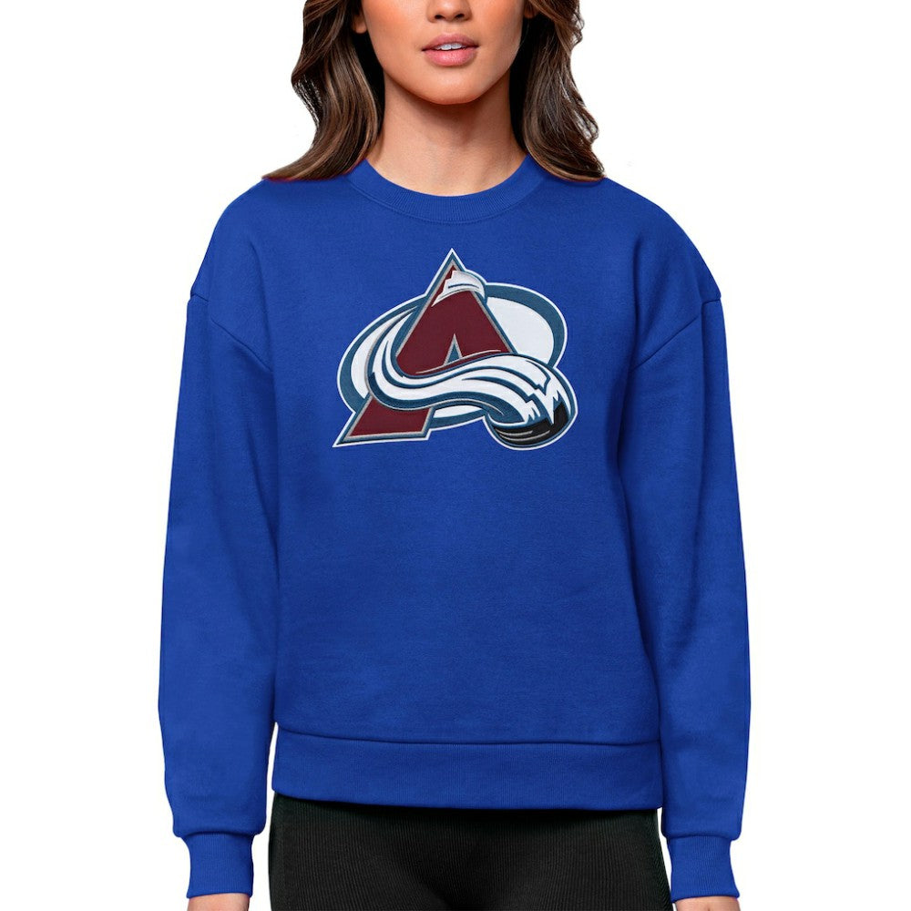 Colorado Avalanche Antigua Women's Team Logo Victory Crewneck Pullover Sweatshirt Royal